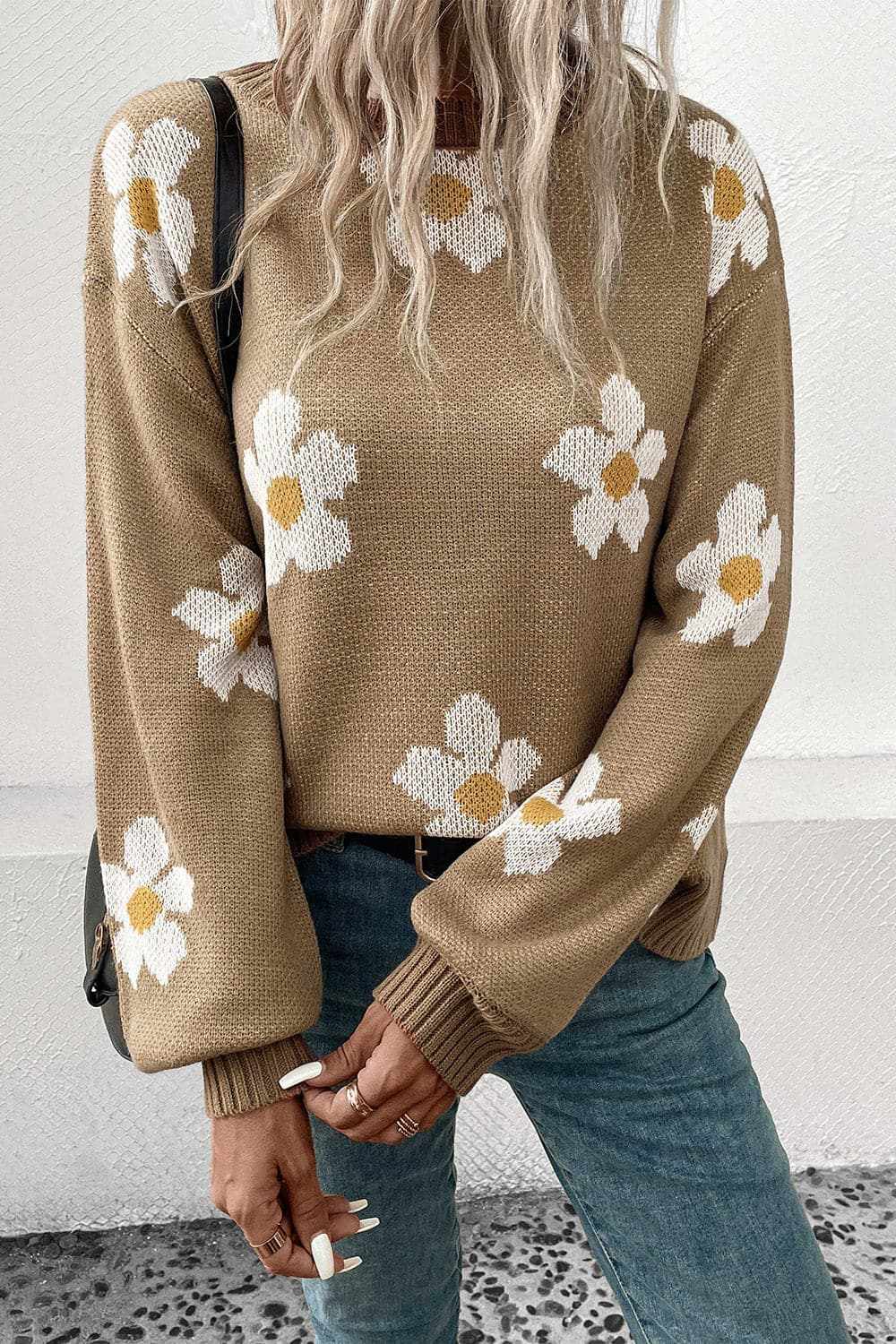 Floral Oversized Sweater - Acrylic - Love Salve
